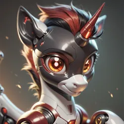 Size: 1024x1024 | Tagged: safe, ai content, derpibooru import, machine learning generated, stable diffusion, oc, unofficial characters only, pony, robot, robot pony, unicorn, female, generator:pony diffusion v6 xl, gradient background, horn, image, png, prompter:teonanakatle, solo