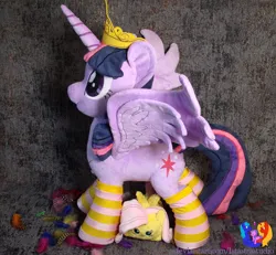 Size: 2435x2248 | Tagged: safe, artist:1stastrastudio, derpibooru import, twilight sparkle, twilight sparkle (alicorn), alicorn, pony, g4, clothes, image, irl, jpeg, photo, plushie, socks, solo, striped socks