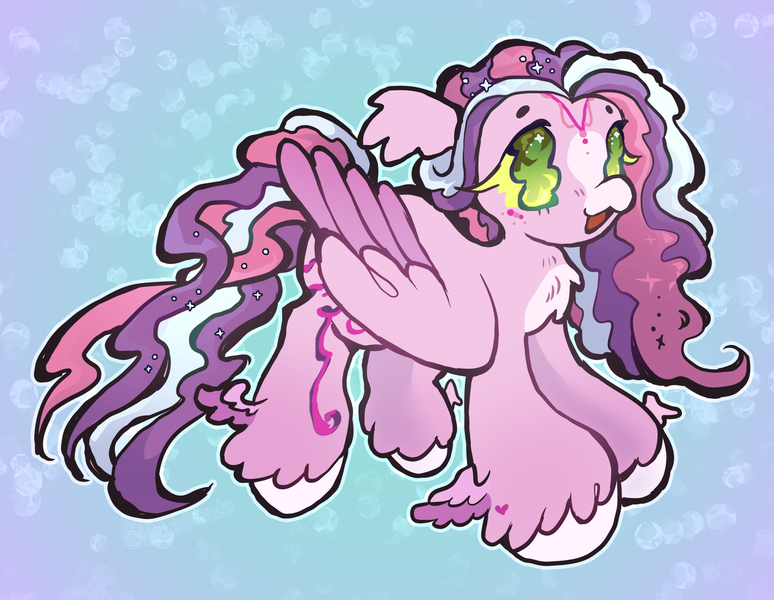 Size: 2048x1587 | Tagged: safe, artist:larvaecandy, derpibooru import, oc, oc:sweet dreams, unofficial characters only, pegasus, pony, :3, abstract background, art fight, artfight, beanbrows, big hooves, blush lines, blushing, chest fluff, colored hooves, colored muzzle, colored sclera, colored wings, colored wingtips, ear fluff, eyebrows, female, floppy ears, folded wings, forehead jewelry, freckles, gift art, green eyes, heart, heart mark, hooves, image, large wings, long eyelashes, long mane, long tail, mare, mare oc, multicolored mane, multicolored tail, no pupils, open mouth, open smile, pegasus oc, png, purple coat, purple wingtips, smiling, sparkly eyes, sparkly mane, sparkly tail, standing, tail, three toned mane, three toned tail, tri-color mane, tri-color tail, tri-colored mane, tri-colored tail, tricolor mane, tricolor tail, tricolored mane, tricolored tail, two toned wings, unshorn fetlocks, wavy mane, wavy tail, white hooves, wingding eyes, winged hooves, wings, yellow sclera