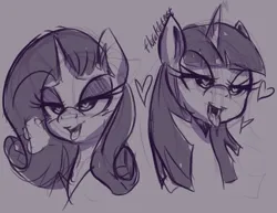 Size: 7500x5799 | Tagged: suggestive, artist:floralshitpost, derpibooru import, rarity, twilight sparkle, unicorn, ahegao, drool, gasp, heart, heart eyes, horn, image, lidded eyes, open mouth, png, sketch, tongue out, wingding eyes