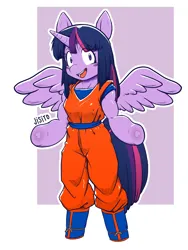 Size: 3072x4096 | Tagged: safe, artist:jisito, derpibooru import, twilight sparkle, twilight sparkle (alicorn), alicorn, anthro, g4, clothes, cosplay, costume, dragon ball, image, png, solo, son goku