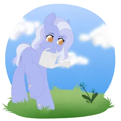 Size: 3000x3000 | Tagged: safe, artist:xcinnamon-twistx, derpibooru import, oc, oc:niezapominajka, earth pony, flower, forget-me-not (flower), gardening, image, plant, png, watering