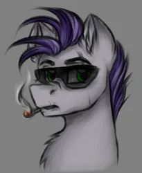 Size: 587x716 | Tagged: safe, artist:darklight1315, derpibooru import, oc, oc:botcher, unofficial characters only, earth pony, pony, fallout equestria, cigarette, fallout equestria: mayday, gray background, image, jpeg, simple background, smoking, solo, sunglasses