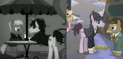 Size: 1056x506 | Tagged: safe, derpibooru import, screencap, earth pony, pony, unicorn, a hearth's warming tail, g4, rarity investigates, detective, discovery family, discovery family logo, horn, image, john watson, jpeg, logo, male, sherlock, sherlock holmes, stallion, watson