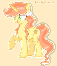 Size: 768x884 | Tagged: safe, artist:chalaea, derpibooru import, oc, oc:peachy sunrise, unofficial characters only, pony, unicorn, horn, image, jpeg, simple background, solo