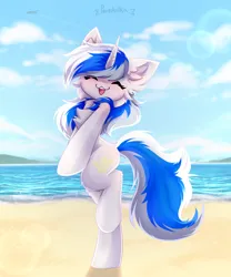 Size: 2500x3000 | Tagged: safe, artist:persikulka, derpibooru import, oc, unofficial characters only, pony, unicorn, beach, bipedal, horn, image, plane, png, solo, unicorn oc