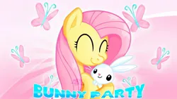 Size: 1280x720 | Tagged: safe, artist:mayhemtown, derpibooru import, angel bunny, fluttershy, butterfly, insect, pegasus, pony, rabbit, g4, angelbetes, animal, bunny party, bunny party hd, cute, duo, duo male and female, eyes closed, female, hug, image, jpeg, looking at each other, looking at someone, male, semi-grimdark source, shyabetes, smiling, smiling at each other, things are not like what they seem, this will end in death, youtube thumbnail