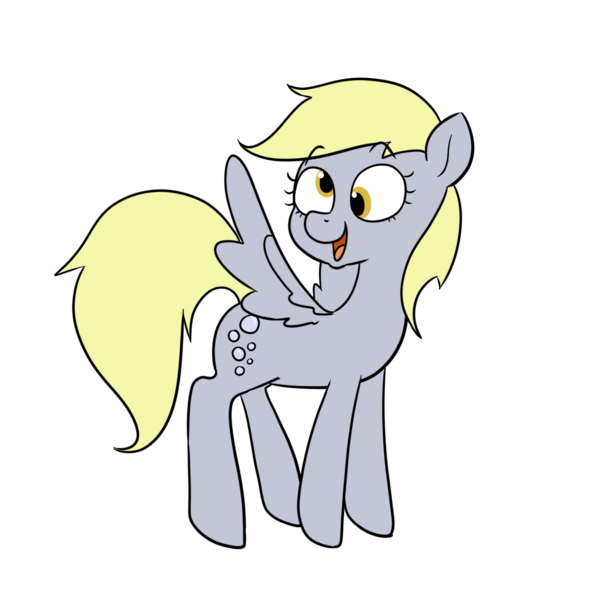 Size: 1155x1155 | Tagged: artist needed, safe, derpibooru import, derpy hooves, pegasus, pony, eyebrows, female, image, mare, open mouth, open smile, png, simple background, smiling, solo, spread wings, white background, wings