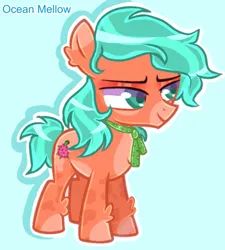 Size: 665x740 | Tagged: safe, artist:chalaea, oc, oc:ocean mellow, image, jpeg, raspberry, simple background, tongue out, turquoise hair