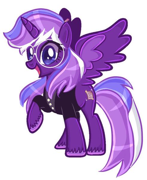 Size: 729x891 | Tagged: safe, artist:chalaea, twilight sparkle, twilight sparkle (alicorn), alicorn, glasses, image, jpeg, multicolored hair, multicolored mane, multicolored tail, redesign