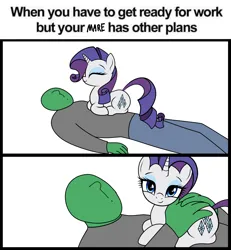 Size: 5809x6289 | Tagged: safe, artist:anonymous, derpibooru import, rarity, oc, oc:anon, human, pony, g4, behaving like a cat, cat meme, colored, cute, drawthread, eyes closed, eyes open, female, image, looking at you, lying down, lying on top of someone, male, mare, meme, png, ponified animal photo, ponified meme, ponyloaf, prone, raricat, requested art