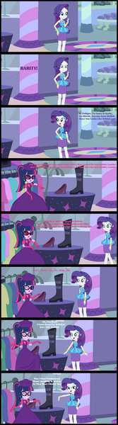 Size: 1920x6912 | Tagged: safe, artist:cartoonmasterv3, derpibooru import, rarity, sci-twi, twilight sparkle, human, undead, zombie, equestria girls, g4, british, clothes, comic, controller, dress, humanized, idiot, image, infected, jpeg, long dress, long skirt, skirt