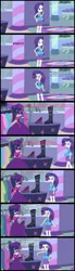 Size: 1920x6912 | Tagged: safe, artist:cartoonmasterv3, derpibooru import, rarity, sci-twi, twilight sparkle, human, undead, zombie, equestria girls, g4, british, clothes, comic, controller, dress, humanized, idiot, image, infected, jpeg, long dress, long skirt, skirt