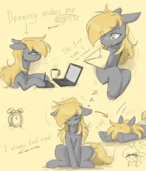 Size: 4992x5856 | Tagged: safe, artist:cirtierest, derpibooru import, oc, oc:cir tierest, unofficial characters only, earth pony, pony, clock, coffee, coffee cup, computer, cup, envelope, faceplant, glasses, image, male, not derpy, png, solo
