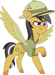 Size: 1046x1428 | Tagged: safe, artist:prixy05, derpibooru import, daring do, pegasus, pony, g4, g5, female, g4 to g5, generation leap, image, mare, png, safari hat, simple background, solo, spread wings, transparent background, vector, wings