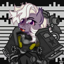 Size: 1024x1024 | Tagged: safe, artist:devorierdeos, derpibooru import, oc, oc:rouge cola, unofficial characters only, bat pony, pony, fallout equestria, armor, armored pony, bust, image, png, portrait, power armor, solo