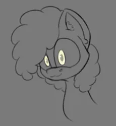 Size: 721x782 | Tagged: safe, artist:cotarsis, derpibooru import, oc, unofficial characters only, earth pony, pony, curly mane, gray background, image, limited palette, looking at you, png, simple background, sketch, smiling, smiling at you, solo, yellow eyes