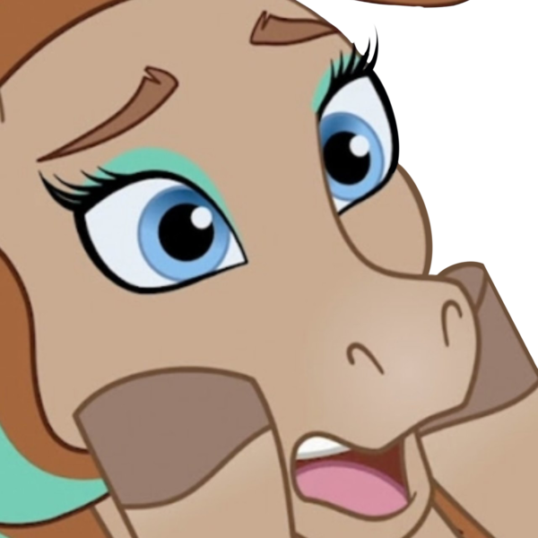 Size: 1280x1280 | Tagged: safe, artist:cupute, derpibooru import, edit, edited screencap, screencap, earth pony, horse, blue eyes, bowtie, brown coat, brown mane, bust, clothes, cocoa (wild manes), discord server, emotes, equine, holding cheek, image, looking at you, multicolored hair, open mouth, png, portrait, purple mane, sad, scared, solo, wild manes, worried