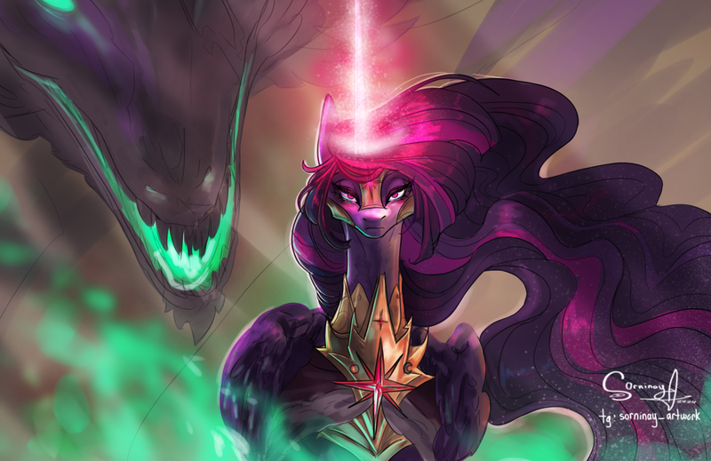 Size: 2457x1595 | Tagged: safe, artist:sorninay, derpibooru import, princess twilight 2.0, spike, twilight sparkle, twilight sparkle (alicorn), alicorn, dragon, pony, the last problem, image, older, older twilight, older twilight sparkle (alicorn), png