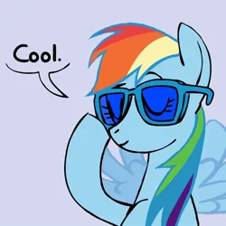 Size: 640x640 | Tagged: artist needed, safe, rainbow dash, cool, eyes closed, image, jpeg, simple background, sunglasses, text