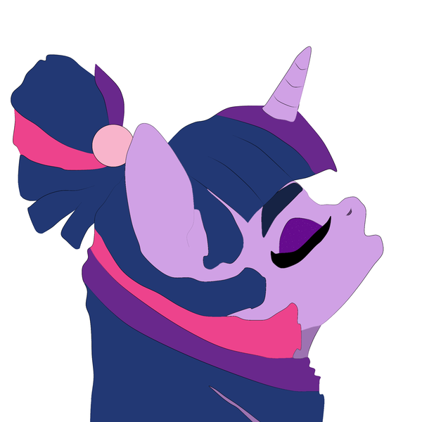 Size: 2048x2048 | Tagged: safe, alternate version, artist:enterusxrname, ponerpics import, twilight sparkle, alternate hairstyle, bust, closed eye, image, open mouth, png, ponerpics exclusive, side view, simple background, white background