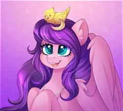 Size: 2900x2610 | Tagged: safe, artist:madelinne, derpibooru import, oc, unofficial characters only, bird, parrot, pegasus, pony, bust, female, happy, image, jewelry, mare, necklace, open mouth, pegasus oc, png, portrait, smiling, solo, wings