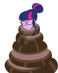 Size: 1280x1600 | Tagged: safe, artist:hiromasayoshi, derpibooru import, sci-twi, twilight sparkle, human, snake, equestria girls, g4, coils, cute, female, glasses, hypnosis, hypnotized, image, jpeg, kaa, sleeping, twiabetes, wrapped snugly, wrapped up