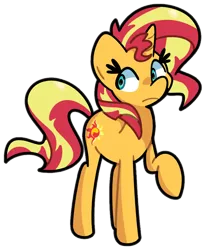 Size: 750x900 | Tagged: safe, artist:kindakismet, derpibooru import, sunset shimmer, pony, unicorn, g4, black outlines, horn, image, png, raised hoof, simple background, solo, transparent background