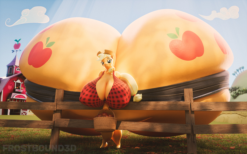 Size: 3840x2400 | Tagged: suggestive, artist:frostbound, derpibooru import, applejack, anthro, 3d, big breasts, blender, breasts, butt, huge breasts, huge butt, hyper, hyper butt, image, impossibly large breasts, impossibly large butt, jpeg, large butt, sweet apple acres