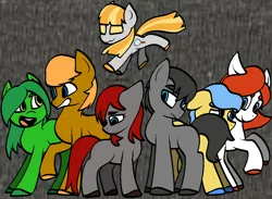 Size: 998x730 | Tagged: safe, derpibooru import, oc, oc:gladstone, oc:grey hoof, oc:mitta, oc:roneo, oc:ruby, oc:starlet, oc:three leaf, unofficial characters only, story of the blanks, blank flank, image, png