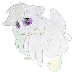 Size: 2500x2500 | Tagged: safe, artist:ponkus, derpibooru import, oc, oc:odd inks, unofficial characters only, pegasus, pony, female, floppy ears, image, looking back, mare, png, sad, sad pony, simple background, sitting, solo, white background, wings