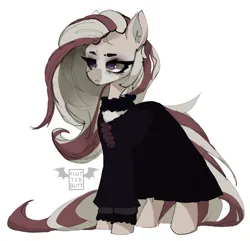 Size: 3366x3251 | Tagged: safe, artist:flutterbutt, derpibooru import, oc, unofficial characters only, clothes, dress, gift art, goth, image, png, solo