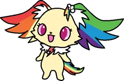 Size: 461x302 | Tagged: safe, artist:mega-poneo, derpibooru import, rainbow dash, character to character, image, jewelpet, papillon, peridot, peridot (jewelpet), png, rainbow dog, simple background, transformation, transparent background