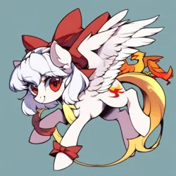 Size: 1024x1024 | Tagged: safe, ai content, derpibooru import, machine learning generated, prompter:imperishableneet, stable diffusion, ponified, pegasus, phoenix, pony, female, fujiwara no mokou, generator:pony diffusion v6 xl, hat, image, mare, png, touhou