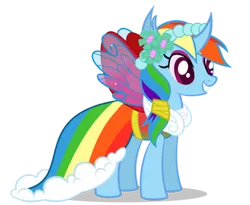 Size: 375x307 | Tagged: safe, artist:arkogon, derpibooru import, rainbow dash, changeling, bridesmaid dash, bridesmaid dress, changelingified, clothes, cute, dashabetes, dress, female, grin, headcanon, headcanon in the description, image, png, rainbow dash always dresses in style, smiling, solo, solo female, species swap, vector