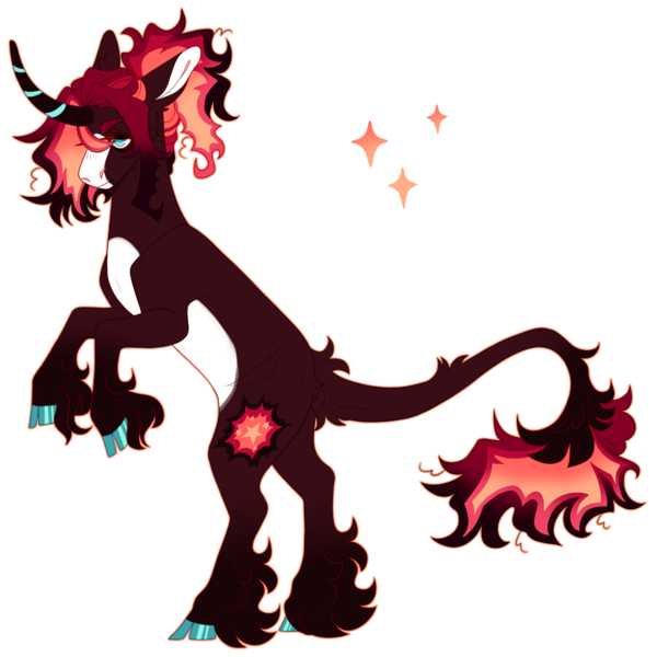 Size: 2758x2760 | Tagged: safe, artist:sleepy-nova, derpibooru import, oc, oc:flame warden, unofficial characters only, pony, unicorn, curved horn, horn, image, png, rearing, simple background, solo, transparent background