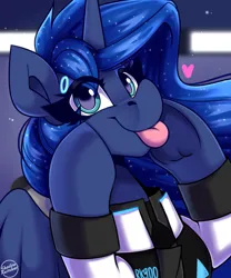 Size: 1000x1200 | Tagged: safe, artist:shadowreindeer, derpibooru import, princess luna, alicorn, android, robot, bust, image, mlem, png, portrait, remake, rk900, silly, solo, tongue out