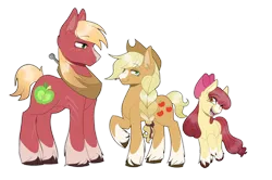 Size: 1280x852 | Tagged: safe, artist:aphrogaia, derpibooru import, apple bloom, applejack, big macintosh, earth pony, pony, apple siblings, apple sisters, brother and sister, female, filly, foal, image, male, mare, one eye closed, open mouth, png, raised hoof, siblings, simple background, sisters, smiling, stallion, transparent background, unshorn fetlocks, wink