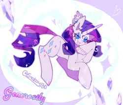 Size: 2048x1743 | Tagged: safe, artist:emoboy130, derpibooru import, rarity, pony, unicorn, g4, :3, abstract background, alternate accessories, blue eyes, blue eyeshadow, bow, bracelet, colored hooves, colored pinnae, crown, curly mane, curly tail, cutie mark accessory, cutie mark earrings, ear fluff, ear piercing, earring, eyeshadow, female, floating heart, gray hooves, hair accessory, hair bow, head on hoof, heart, hooves, horn, image, jewelry, leaning forward, lidded eyes, long eyelashes, makeup, mane accessory, mare, open mouth, open smile, outline, pearl bracelet, piercing, pink bow, png, purple mane, purple tail, regalia, ringlets, shiny hooves, shiny mane, shiny tail, shrunken pupils, smiling, solo, sparkles, sparkly tail, tail, tail accessory, tail bow, tiara, watermark, white coat