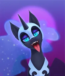 Size: 2165x2527 | Tagged: safe, artist:kviksi, derpibooru import, nightmare moon, pony, g4, female, gradient background, image, looking at you, open mouth, png, solo, tongue out