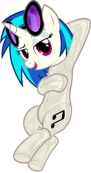 Size: 1079x2051 | Tagged: safe, artist:mrlolcats17, edit, editor:anonymous, vinyl scratch, pony, unicorn, /mlp/ latex requests, armpits, bedroom eyes, belly button, female, hooves, horn, image, latex, latex suit, lying down, mare, masking, no tail, open mouth, png, seams, simple background, solo, sunglasses, transparent background, vector