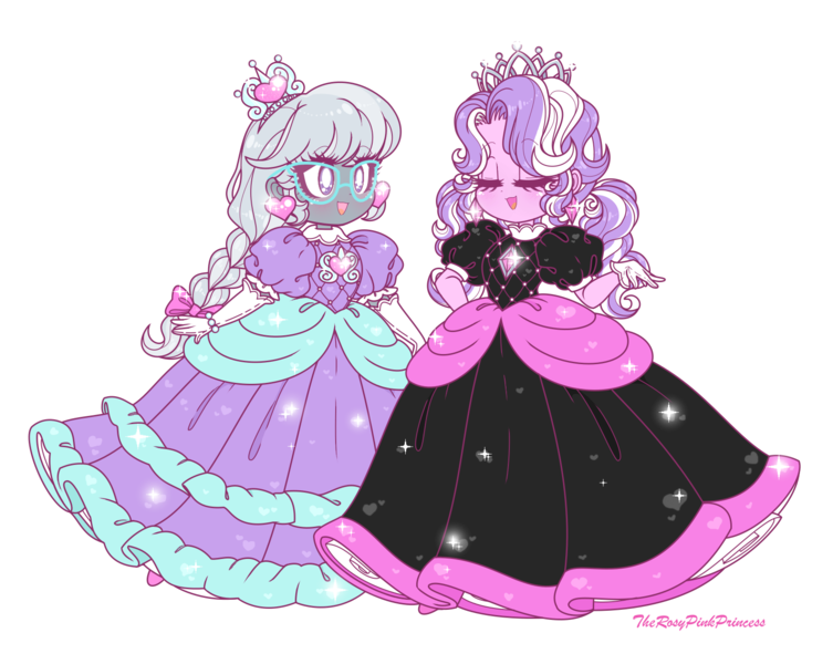 Size: 1657x1320 | Tagged: safe, artist:therosypinkprincess, derpibooru import, diamond tiara, silver spoon, human, equestria girls, g4, bow, clothes, crown, cute, diamondbetes, dress, duo, ear piercing, earring, evening gloves, eyes closed, glasses, gloves, gown, hair bow, image, jewelry, long gloves, open mouth, open smile, piercing, png, princess daisy, princess diamond tiara, princess peach, princess silver spoon, regalia, silverbetes, smiling, sparkles, species swap, super mario bros., tiara