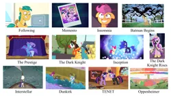 Size: 2205x1241 | Tagged: safe, derpibooru import, edit, edited screencap, screencap, apple bloom, applejack, hitch trailblazer, princess cadance, princess luna, scootaloo, spike, trixie, trouble shoes, twilight sparkle, twilight sparkle (alicorn), alicorn, bat, dragon, earth pony, fruit bat, pony, unicorn, vampire fruit bat, appleoosa's most wanted, bats!, boast busters, g4, g5, it's about time, my little pony: tell your tale, my little pony: the movie, season 4, sleepless in ponyville, the beginning of the end, spoiler:g5, spoiler:my little pony: tell your tale, spoiler:tyts01e29, apple, apple orchard, apple tree, atomic rainboom, banana pudding, bare tree, batman begins, bipedal, bloodshot eyes, bloom & gloom, bow, cape, chains, claviharp, clothes, clown, clown nose, cropped, crown, cute, dragon dad, dragons riding ponies, dream realm, dream walker luna, duckface, dunkirk, duo, ethereal mane, exploitable meme, explosion, explotion, eyes closed, fabulous, faic, feather, female, filly, foal, food, future twilight, gag, hair bow, hat, horn, image, implied photo finish, inception, interstellar, jewelry, lidded eyes, lights, makeup, male, mare, meme, memento, muzzle, muzzle gag, open mouth, oppenheimer, orchard, paper, photo, png, portrayed by ponies, quill, raised hoof, red eyes, red nose, regalia, riding, riding a pony, rodeo, rodeo clown, rose spur, safe (object), scroll, self paradox, self ponidox, silhouette, sirocco, sparkles, spike riding twilight, stallion, standing, starry mane, stars, stop the bats, tenet, the dark knight, the dark knight rises, the prestige, tree, trixie's cape, trixie's hat, troublebetes, wall of tags, we got this together, wings, worried, y pose