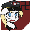 Size: 100x100 | Tagged: safe, artist:starykrow, edit, oc, oc:aryanne, unofficial characters only, earth pony, pony, avatar, bust, colored, female, floppy ears, frown, hat, image, looking up, mare, nazi, nazipone, open mouth, picture for breezies, png, simple background, solo, swastika, sweat, sweatdrop, talking, transparent background