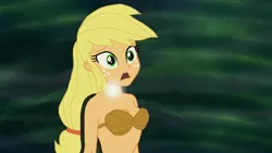 Size: 1192x670 | Tagged: safe, artist:zarxnos, derpibooru import, screencap, applejack, mermaid, equestria girls, g4, bra, clothes, crossover, image, jpeg, now sing, seashell, seashell bra, species swap, the little mermaid, underwear