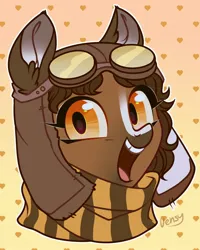 Size: 2000x2494 | Tagged: safe, artist:vensual99, derpibooru import, oc, unofficial characters only, pony, abstract background, aviator goggles, aviator hat, clothes, goggles, goggles on head, hat, image, jpeg, scarf, solo