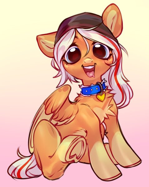 Size: 1590x1995 | Tagged: safe, artist:vensual99, derpibooru import, oc, unofficial characters only, pegasus, pony, bandana, chest fluff, collar, female, gradient background, image, jpeg, mare, solo