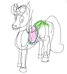 Size: 1185x1303 | Tagged: safe, artist:ramdom_player201, derpibooru import, unicorn, clothes, horn, image, jpeg, rough sketch, saddle, simple background, sketch, tack, white background