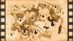 Size: 1280x720 | Tagged: safe, derpibooru import, screencap, brindle young, candy twirl, daisy, flower wishes, happy trails, jolene, top notch, pony, g4, leap of faith, apple family member, bonnie, eliza, image, oregon trail (g4), png