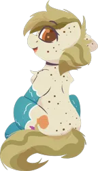 Size: 1132x1967 | Tagged: safe, alternate version, artist:rhythmpixel, derpibooru import, oc, oc:sand dollar, unofficial characters only, earth pony, pony, beach pony (generic), body freckles, chest fluff, eye clipping through hair, eyebrows, eyebrows visible through hair, facial freckles, female, freckles, image, lineless, looking at you, looking back, looking back at you, mare, png, sitting, solo, water legs